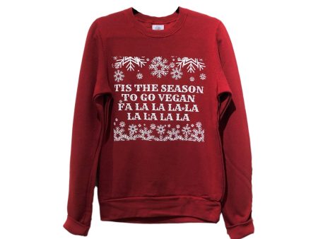 CLEARANCE - Talk Vegan To Me  Tis The Season...  Red Unisex Crew Neck Sweater Sale