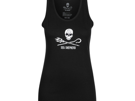 CLEARANCE - Sea Shepherd Women s Jolly Roger Tank Top - Black For Sale