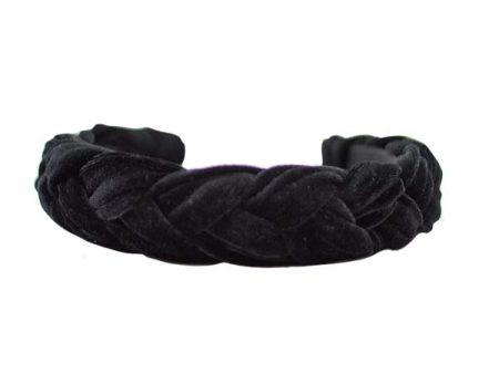 CLEARANCE - Femme Faire Braided Velvet Headband - Black For Cheap