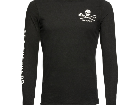 CLEARANCE - Sea Shepherd Men s Long Sleeve Jolly Roger Tee - Black Hot on Sale