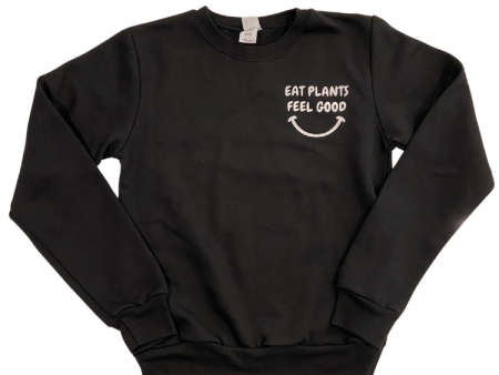 Plant Active  Eat Plants Feel Good  Black Kids Crewneck Sweater For Discount