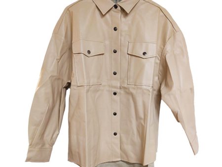 CLEARANCE - Vanilla Monkey Faux Leather Shacket - Stone Online Sale