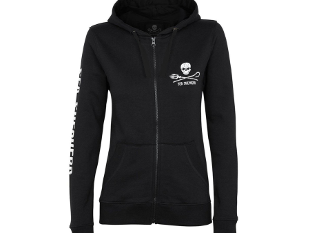 CLEARANCE - Sea Shepherd Women s Jolly Roger Zip Hoodie - Black Cheap