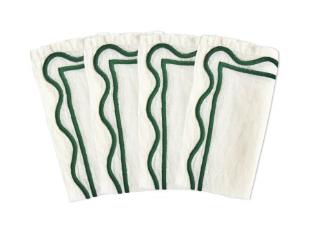 Colorblock Embroidered Linen Napkin (Set of 4) For Sale