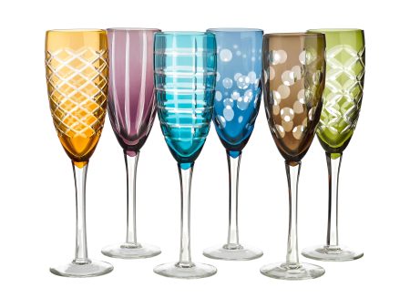 Cuttings Champagne Glass (Set of 6) Hot on Sale